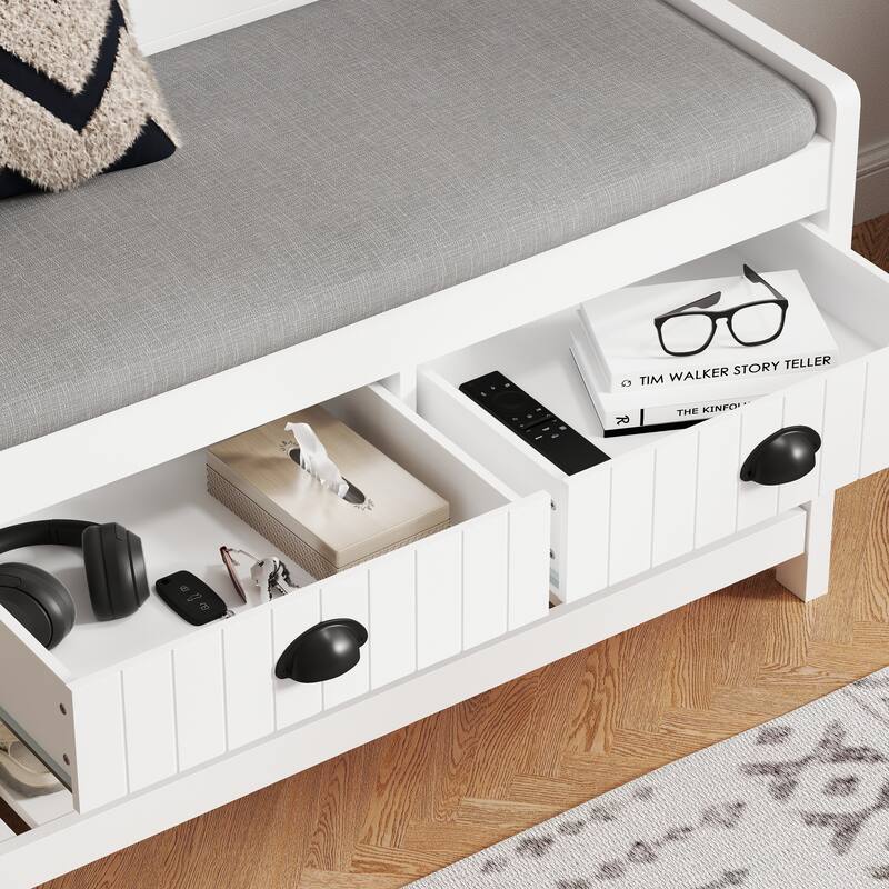 3 in 1 Hallway Hall Tree with 2 Storage Drawer and 4 Coat Rack