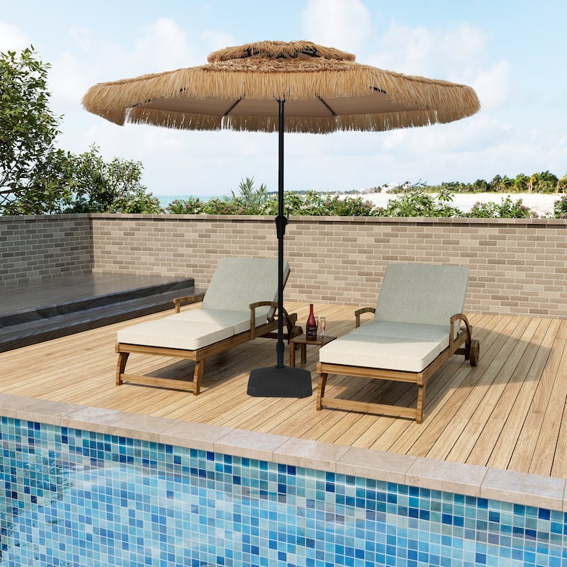 Clihome 10 Ft. Outdoor Double Top Hawaiian Style Thatch Umbrella