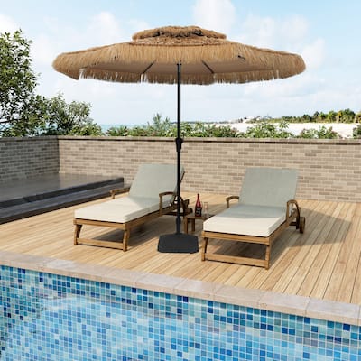 Clihome 10 Ft. Outdoor Double Top Hawaiian Style Thatch Umbrella