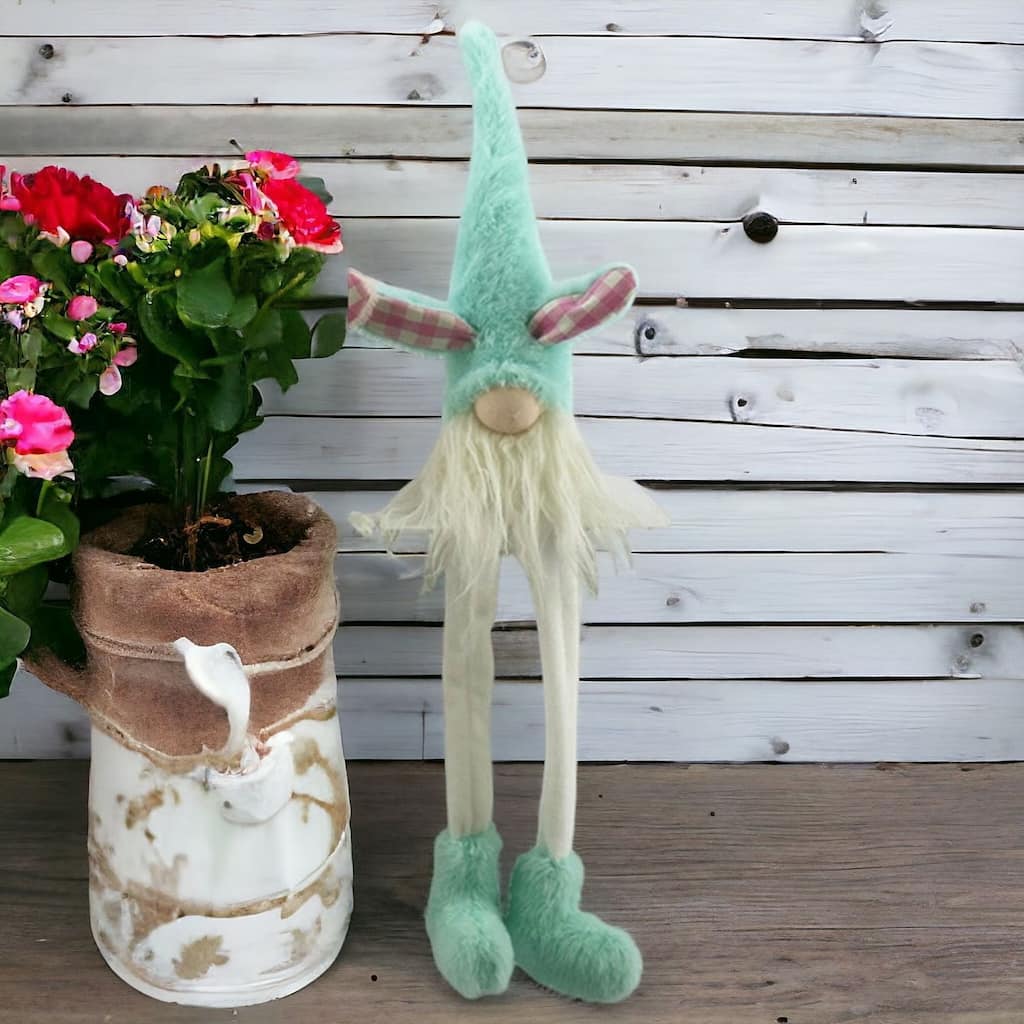 HomeRoots 23" Blue and White Fabric Easter Bunny Gnome - 4' X '22.8' X '4.7