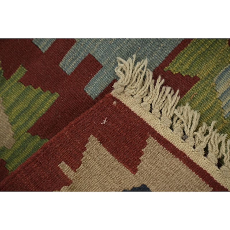 Hand Woven Oriental 100% Wool Carpet Southwestern Tribal Navy Blue & Blues Kilim Area Rug - 6' 0'' X 4' 0''