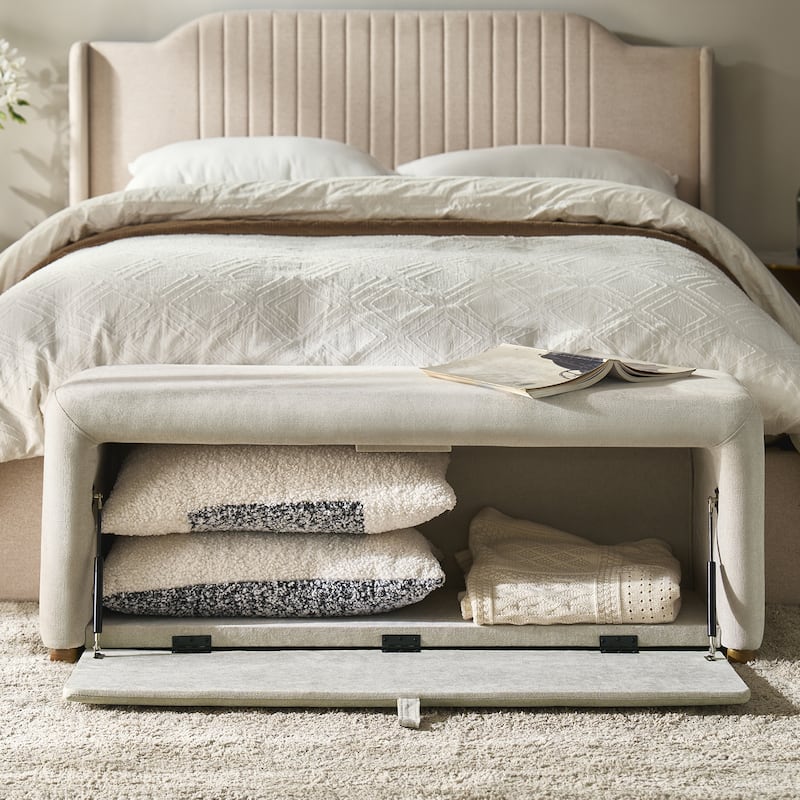 Gustavo Contemporary Storage Bench with Solid Wood Legs by HULALA HOME
