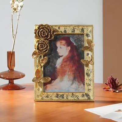 Curata Victorian Inspired 5x7 Picture Frame - Butterfly Photo Frame - Vintage Décor
