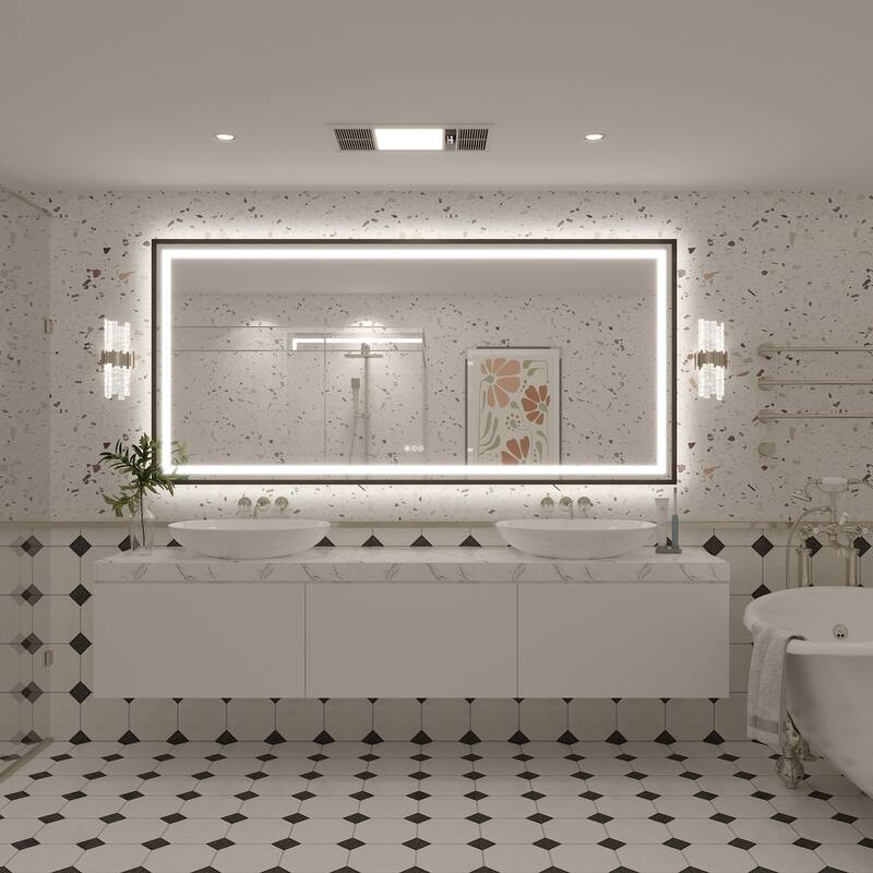 KIOTEE 24V Ultra-Bright LED Bathroom Mirror, Anti-Fog, Tempered Glass