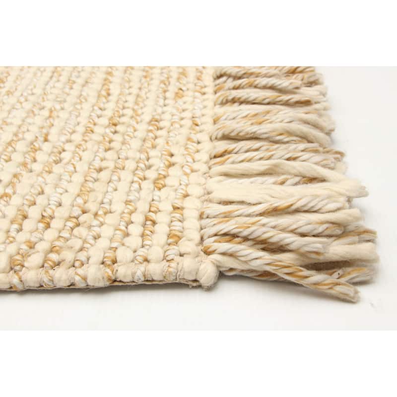 ECARPETGALLERY Braid weave Sienna Cream Wool Rug - 5'2 x 9'8