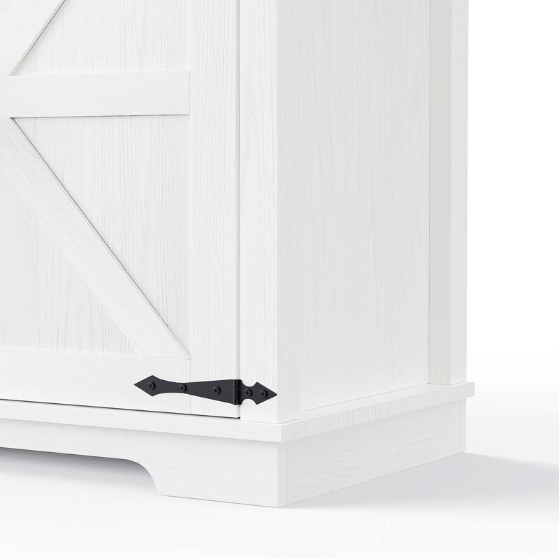 47.25'' Farmhosue Pantry Bar Cabinet in White Oak with Hutch,Power Outlet,Pegboard,Wine & Glasses Rack and 3 Drawers