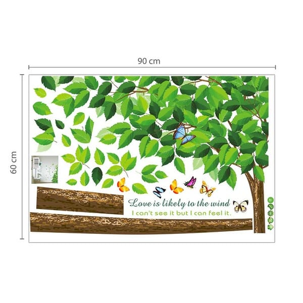 dimension image slide 0 of 2, Walplus Wall Sticker Decal Green Falling Leaves Tree Home Art Decor