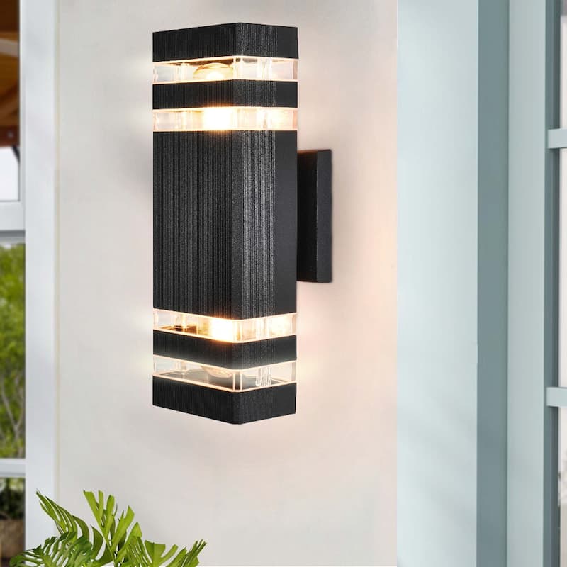 2- Light Modern Matte Black Dimmable 12.2 '' Outdoor Wall Sconce - 4.3 In. W X 12.2 In. H