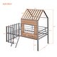 preview thumbnail 32 of 37, Metal House Bunk Bed with Roof and Guardrails, Twin Size
