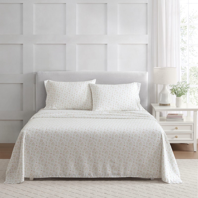 Martha Stewart Printed Soft & Cozy Sheet Set - Ditsy Floral Pink - Full