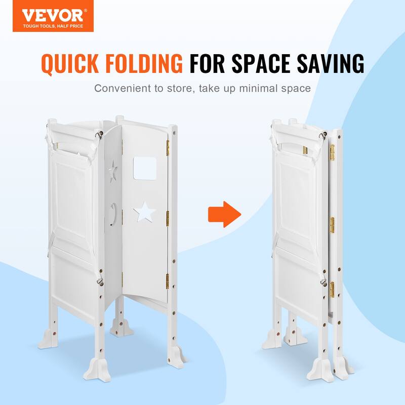 VEVOR Tower Step Stool, 3-Level Height Adjustable Toddler Step Stools for Kids, Stool with Safety Rail