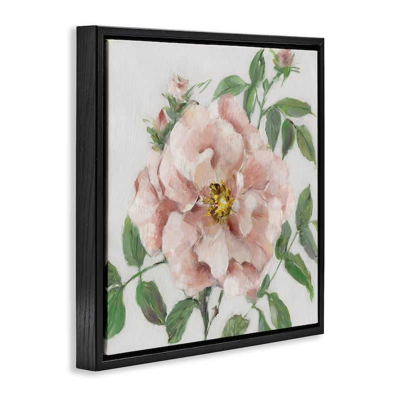 Stupell Traditional Single Pink Blossom Framed Floater Canvas Wall Art Design By Sally Swatland