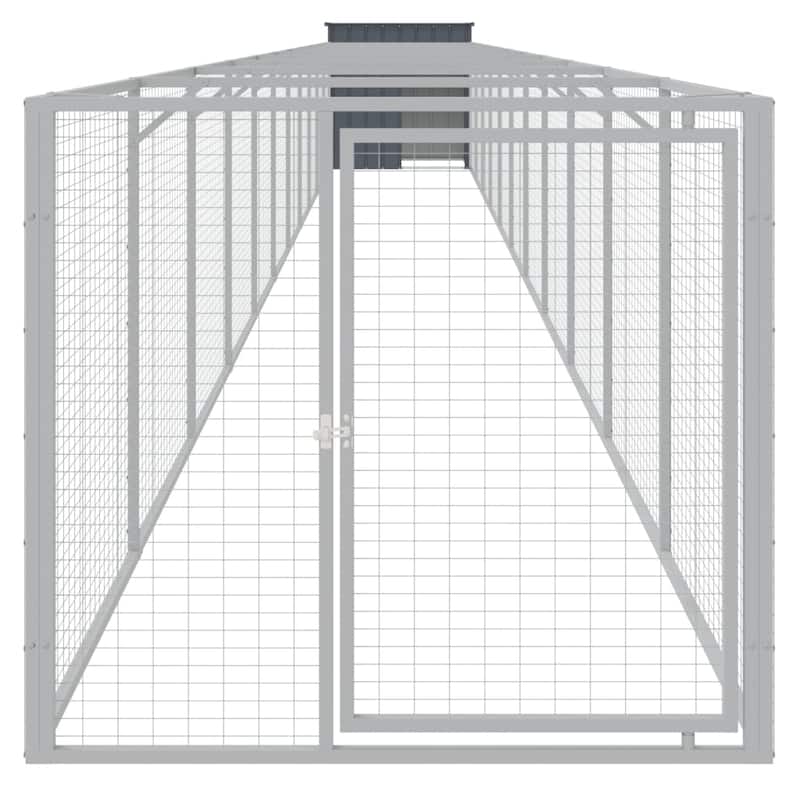 vidaXL Dog House with Run Anthracite/Light Gray multisize Galvanized Steel