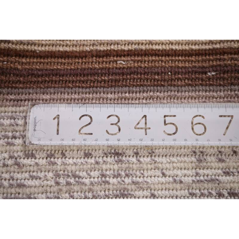 Striped Abstract Foyer Rug Hand-Knotted Wool Carpet - 2'8" x 4'9"