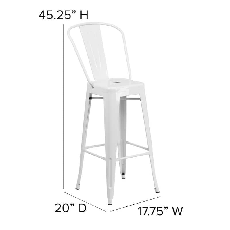 4 Pack 30" High Metal Indoor-Outdoor Barstool with Back - Kitchen Furniture