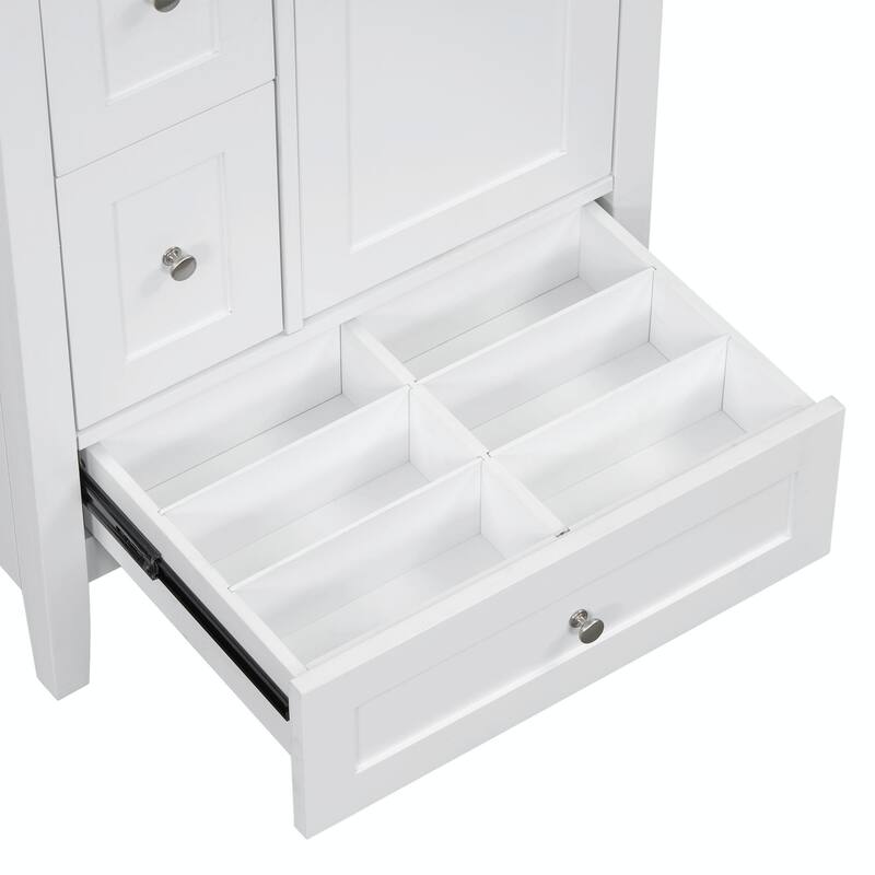 24-Inch Bathroom Vanity with Storage, Adjustable Shelf, Removable Dividers