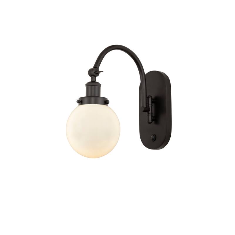 Innovations Lighting 918-1W-13-6 Beacon Sconce Beacon 13" Tall Wall - Oil Rubbed Bronze / Matte White