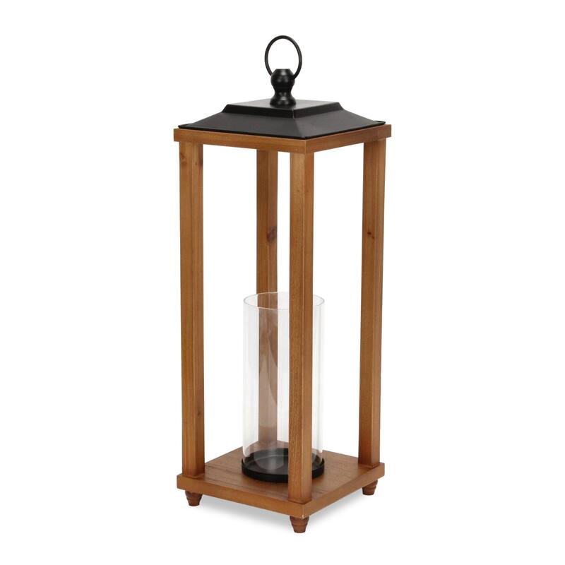Large Open Side Candle Lantern with Glass Insert - 24"