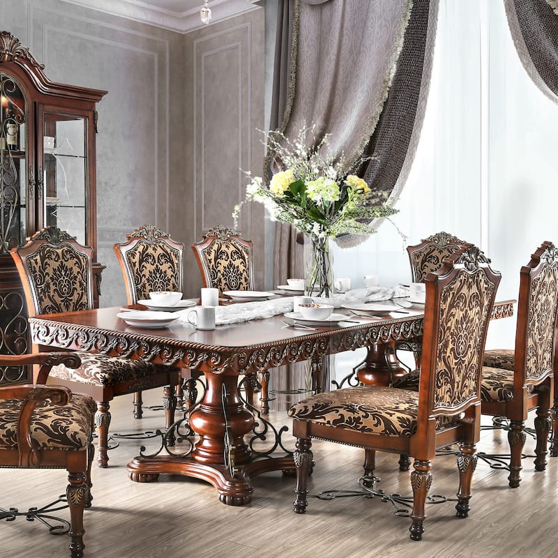 Furniture of America Nald Cherry 120-inch Wood Expandable Dining Table