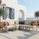 preview thumbnail 11 of 12, Christopher Knight Home - Merritt Outdoor Sectional Sofa, 5-Seater V-Shaped with Acacia Wood with Water-Resistant Cushions