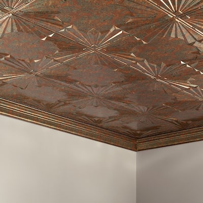 FASÄDE Art Deco Decorative Vinyl 2ft x 4ft Glue Up Ceiling Panel in Copper Fantasy (5 Pack)