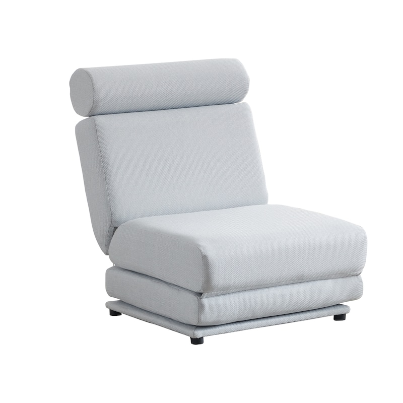 Light Grey-Blue 34" Foldable Chaise Lounge Chair with Pillow