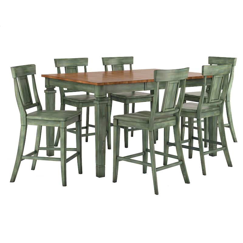 Elena Antique Sage Green Extendable Counter Height Dining Set with Panel Back Chairs by iNSPIRE Q Classic