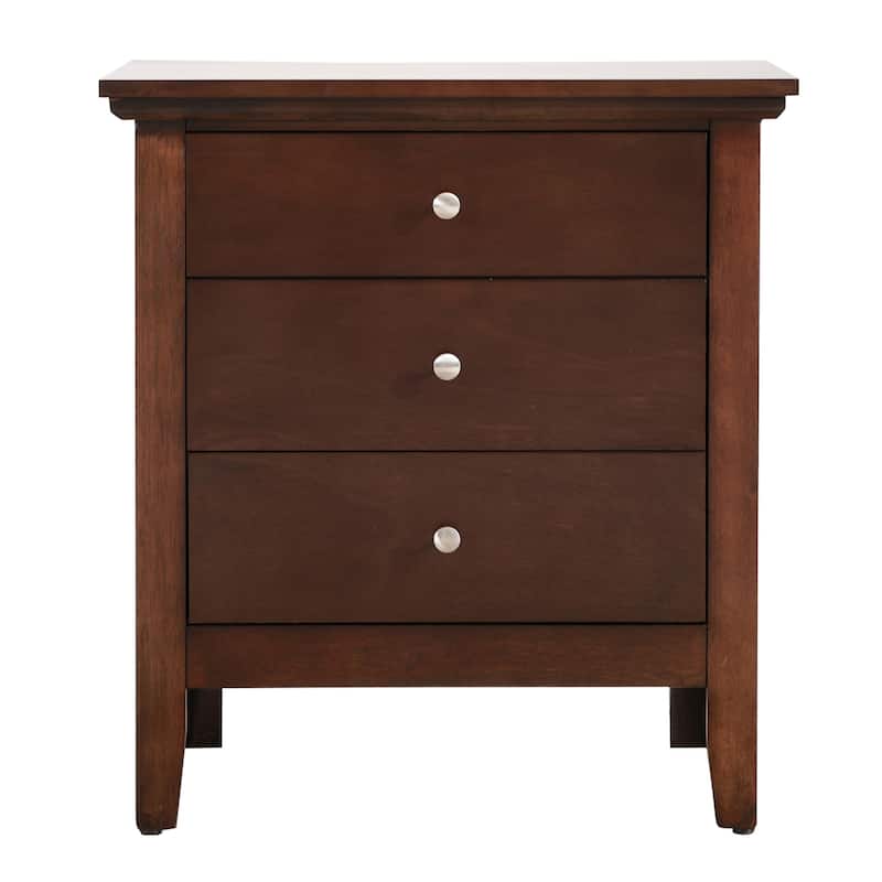 3-Drawer Wooden Rectangular Nightstand - 26" - Brown
