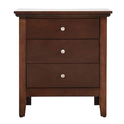 3-Drawer Wooden Rectangular Nightstand - 26" - Brown