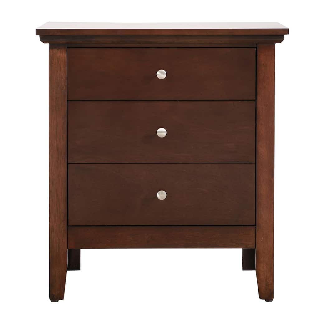 3-Drawer Wooden Rectangular Nightstand - 26" - Brown