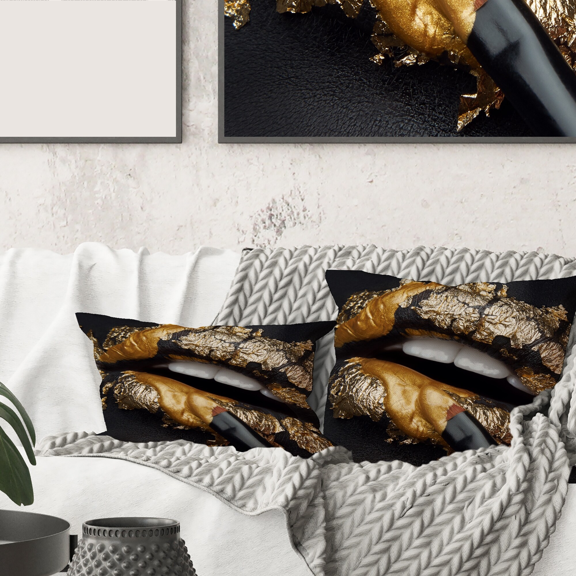 Gold foil throw pillows store