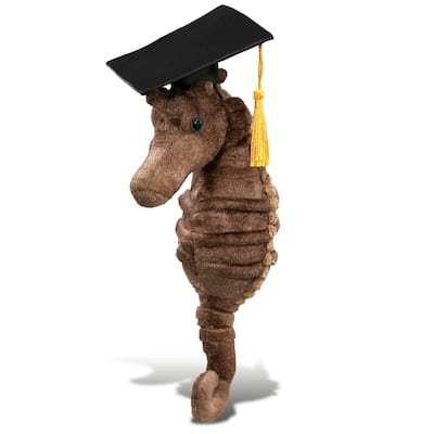 DolliBu Seahorse Graduation Plush Toy with Cap with Tassel Outfit - 12 inches