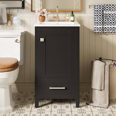 Contemporary Bathroom Vanity - Ceramic Sink, Soft-Close Cabinets, Smart Storage Drawers & Adjustable Feet.