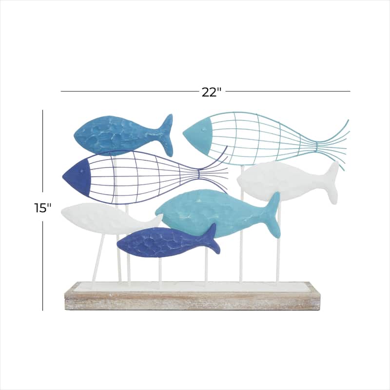 Metal Fish Decorative Sculpture - Blue - Roche River Decor