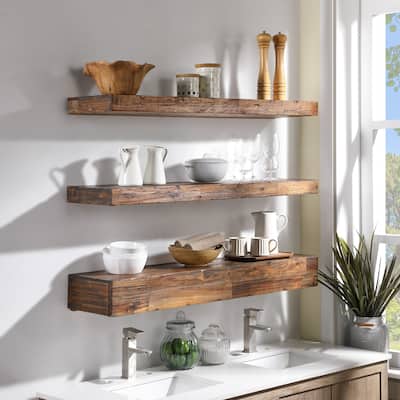 Distressed Floating Shelf Set with Hidden Storage (3 Pcs Set)
