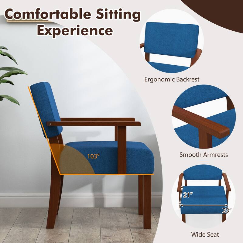 Costway Mid-Century Linen Accent Chair Living Room Chair with Soft - See Details