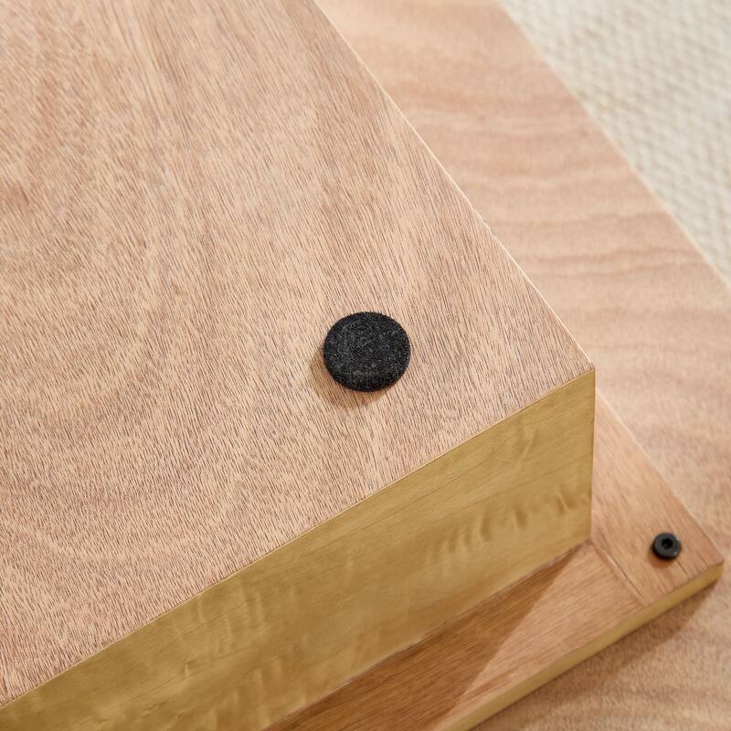 43.31"Burl Wood Veneer Coffee Table,Rectangle Mid-Century Modern Table for Living Room,Coffee Table with Sturdy MDF Pedestal