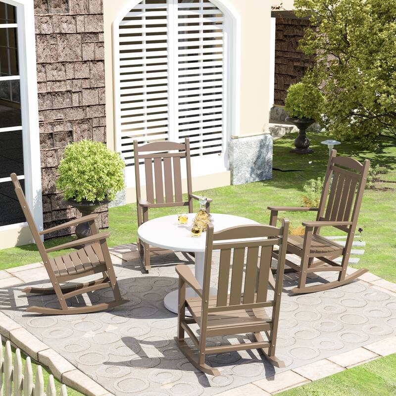 Laguna Hdpe All Weather Outdoor Patio Rocking Chair (Set of 4) - Weathered Wood