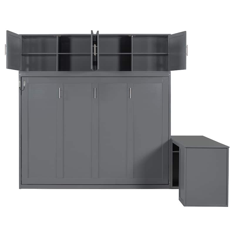 Queen Wall Bed with Convertible Desk, Overhead Storage & Dual Base Cabinets by Harper&Bright Designs