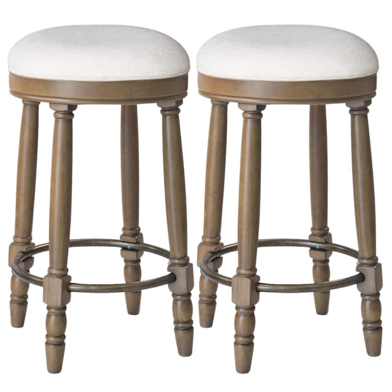 Ostweer Furniture Livingroom Bar Stools Set of 2 - White - Light Oak