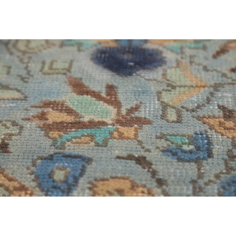 Traditional Blue Tabriz Persian Vintage Area Rug Handmade Wool Carpet - 7'1" x 9'8"