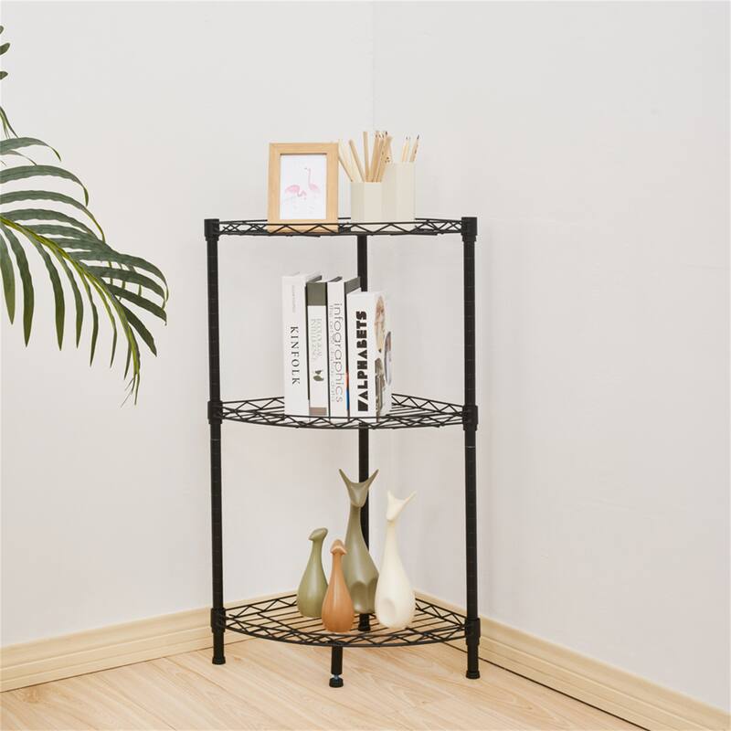 3-Tier Corner Wire Shelving Bookshelf