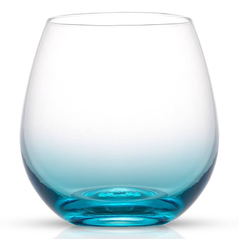 JoyJolt Hue Colored Stemless Wine Glasses - 15 oz - Set of 6 - 15 oz