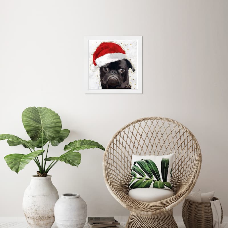 Wynwood Studio Prints Animals Holiday Pug Red and Glam Wall Art Canvas Print - White