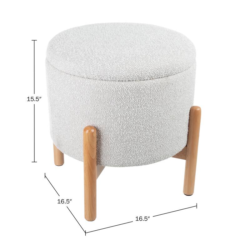 Lavish Home Round Storage Ottoman, Gray