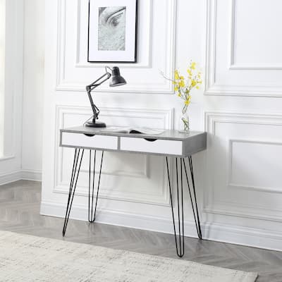 Laurel Grey Mid-century Modern 2-drawer Home Office Desk
