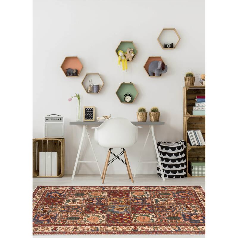 ECARPETGALLERY Hand-knotted Kayseri Vintage Red Wool Rug - 4'11 x 6'9