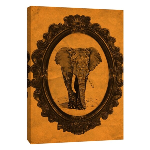 PTM Images 9-105883 PTM Canvas Collection 10" x 8" - "Framed Elephant in Tangerine" Giclee Elephants Art Print on Canvas
