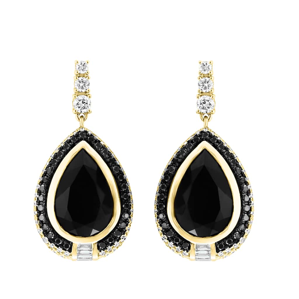 EFFY 14K Yellow Gold Diamond,Black Diamond,Onyx Earrings