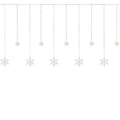 250 Clear LED Star Snowflake Window Curtain Lights 15.75ft Clear Wire